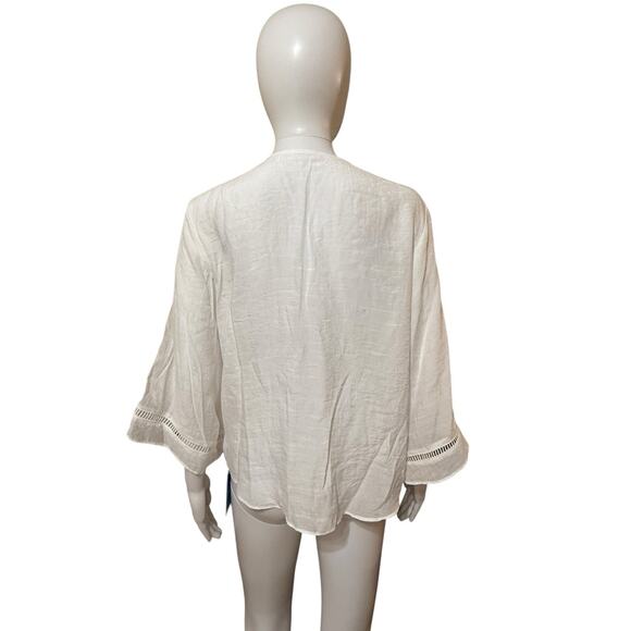 Cupshe White Button Front Tie Hem Blouse M NWT | 3/4 Sleeve Beach Cover Up Top - Picture 6 of 9